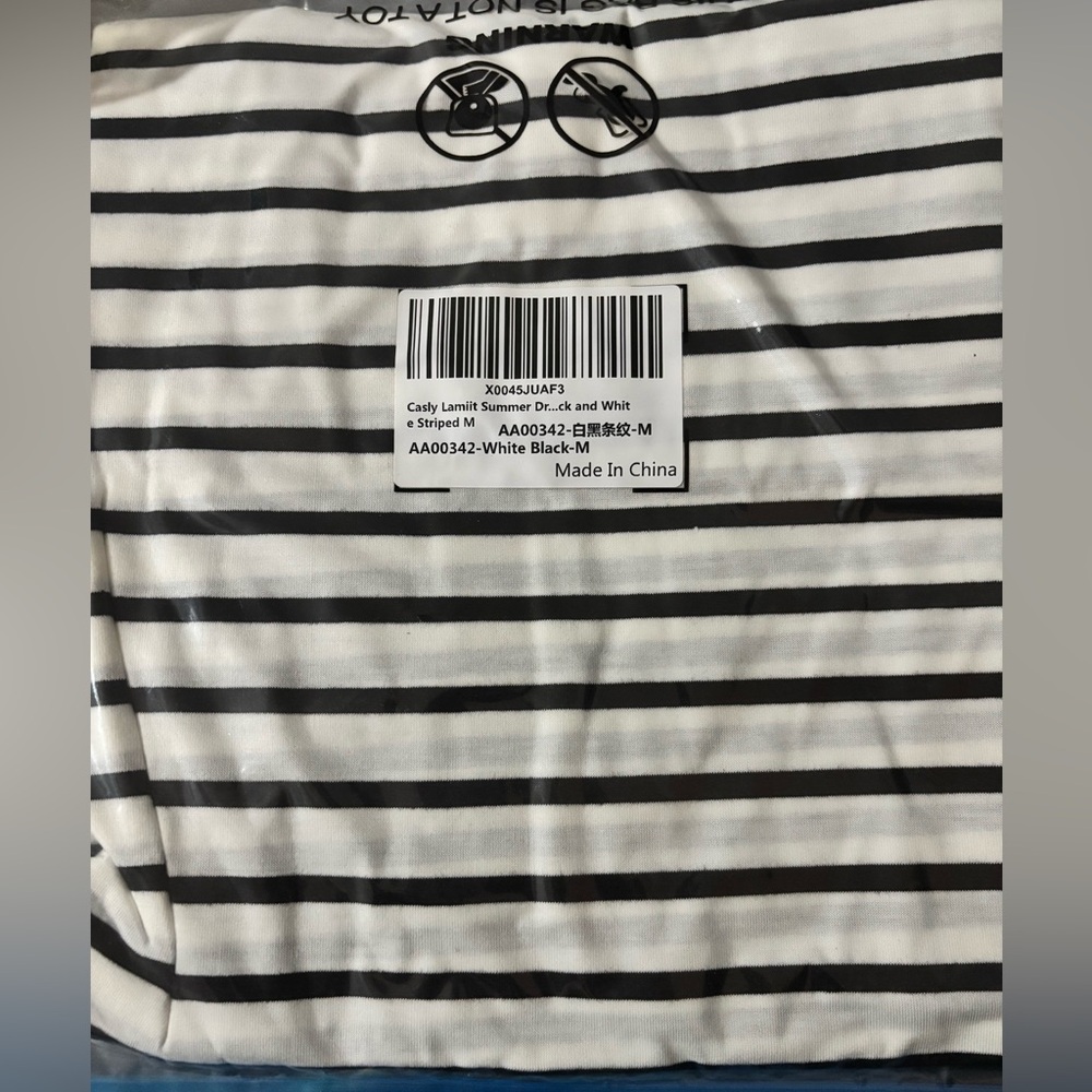 Black & White Striped Short Sleeve Maxi Dress - Picture 3 of 5